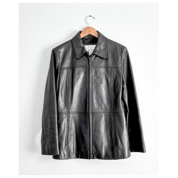 Nine West Jackets & Blazers - Vintage 00’s Nine West Zipper Front Black Leather Jacket Rachel Green Y2K